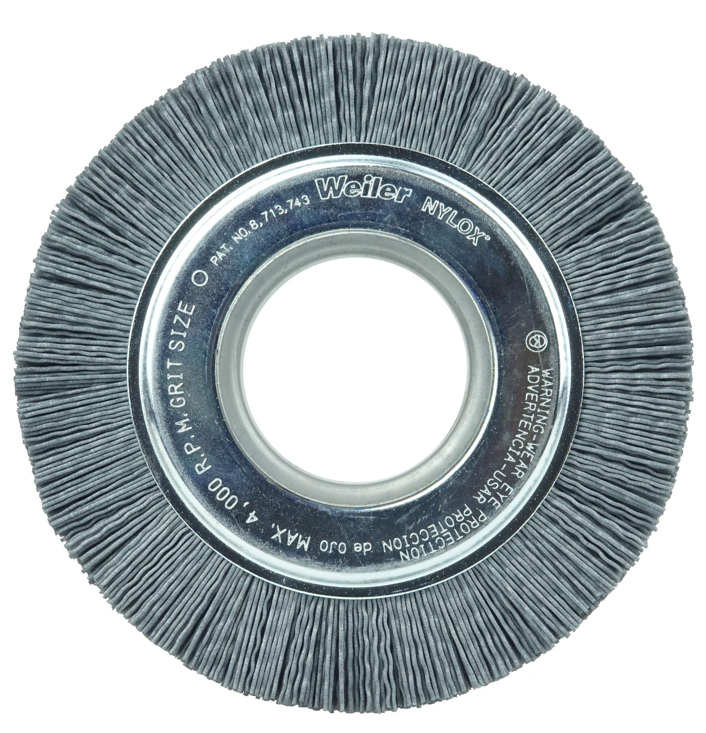 Nylox 83010 Composite Wheel Brush, 6 in Dia Brush, 1 in W Face, 0.022 in Dia Crimped/Round Filament/Wire, 2 in Arbor Hole - Wheel Brushes